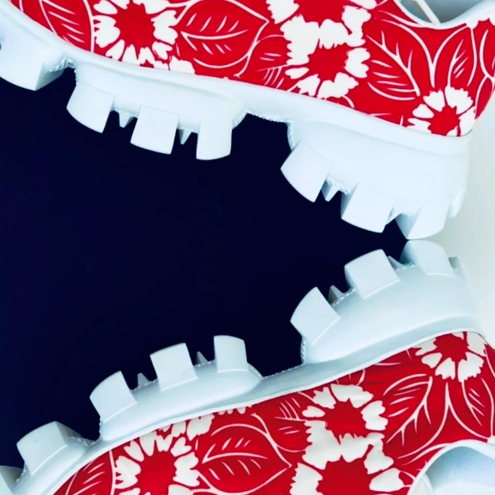 Prada Rare Lux Sneakers, Red w/White Flowers, Unisex Men’s US 9 EU 42 Xmas Gift - Picture 8 of 17